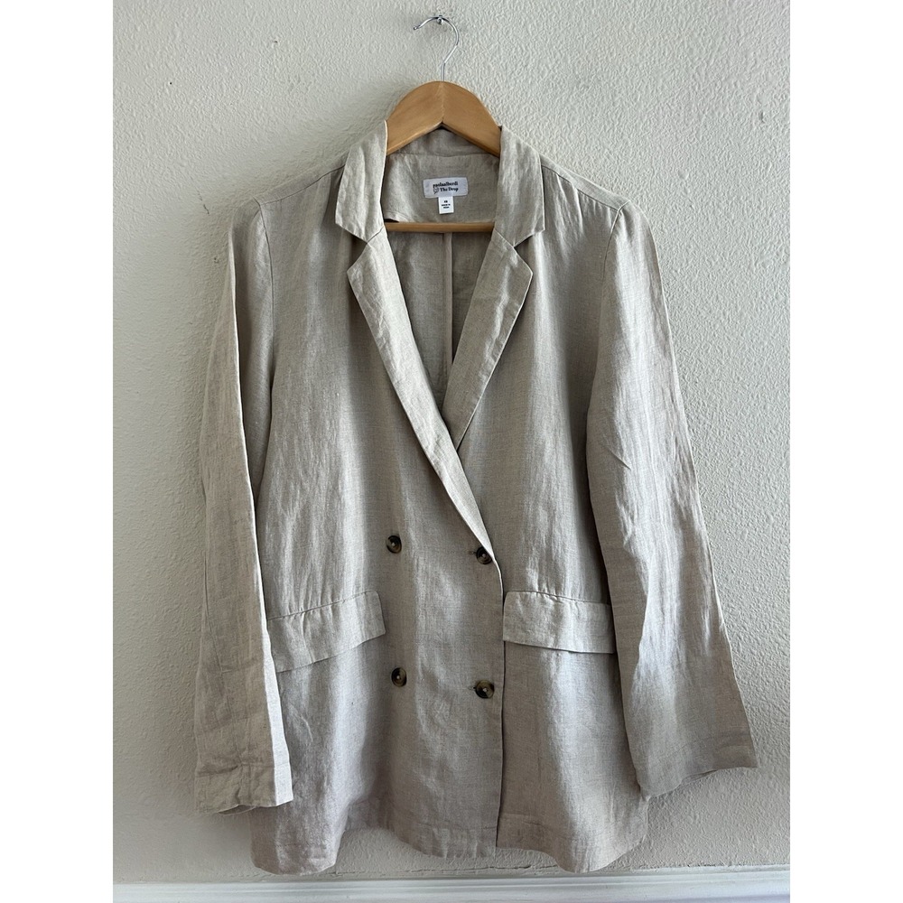 The Drop Linen Blazer Light Oatmeal Unlined DoubleBreasted Casual Suit Jacket XS